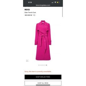 NWT Med Weight Reiss Women's Eden Trench Coat In Pink Sz 4